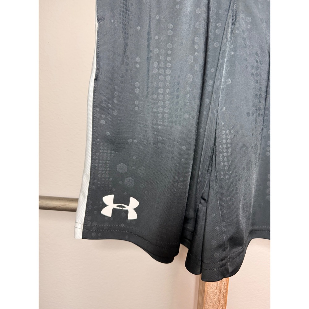 Under Armour Kids Black White Striped Athletic Shorts Youth Medium HeatGear - Picture 3 of 7
